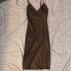 Brown Pleather fitted dress ❤️